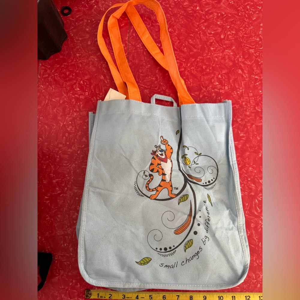 Light Blue Tote Bag with Orange Handles and Tony the Tiger Print NWT Kellogg’s!